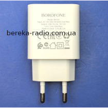 Зарядний пристрій 220V Borofone BA72A Spring QC3, 1xUSB, білий, блістер