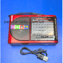 Радіо Golon RX-6688 (MP3, 3W, microSD, USB, 220V, LED ліхтарик, внутрішній акум., 3xAA), чорно-черво