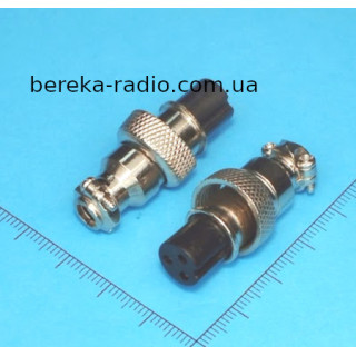 Роз`єм MIC 323 mini, гніздо на кабель 3 pin, діаметр 12 mm, металевий корпус