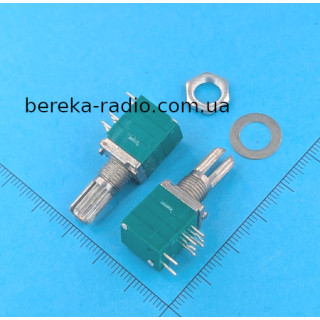 RK097GS-B50K, 8 pin, стерео з вимикачем, шток 15mm, Omter