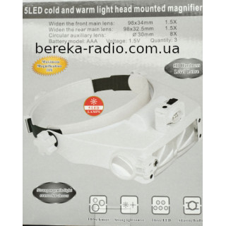 Окуляр на голову MG81001(RD)1 1.5X, 3.0X, 9.5X, 11X з LED підсвіткою (3AAA)