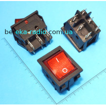 Перемикач клавішний QY604-201N (аналог KCD4), ON-OFF, 6 pin, 25A/250V, з підсвіткою