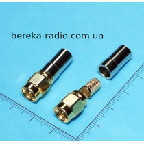 Штекер SMA-J з віконцем під пайку обтискний під кабель RG-58, латунь