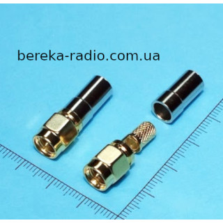 Штекер SMA-J з віконцем під пайку обтискний під кабель RG-58, латунь