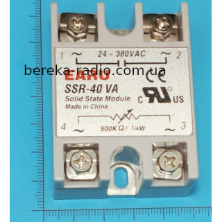 SSR-40VA, керування потенціометром 500K , Uout=24...380VAC, 60x45x22.5mm, EARU
