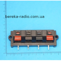 Гніздо колоночне 4-х конт. (зажим) на прямокутні панелі 19х63mm (під пайку в плату)