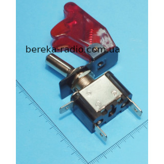 Тумблер ASW-07D (ON-OFF) з червоною кришкою і LED підсвіткою, 20A/12VDC