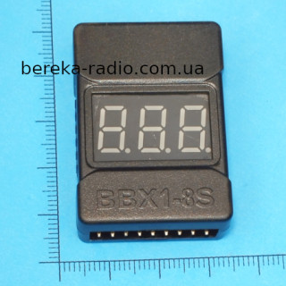 Індикатор заряду 1S-8S акумулятора з вольтметром та звуковою сигналізацією, в корпусі, BX-100