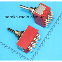 Тумблер MTS-402 (ON-ON), 12pin, 2A/250VAC, червоний, Chongshi