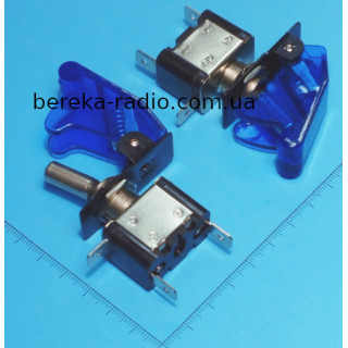 Тумблер ASW-07D (ON-OFF) з синьою кришкою і LED підсвіткою, 20A/12VDC