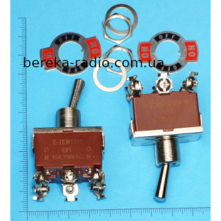 Тумблер E-TEN1322 ON-OFF-ON, 6pin, 15A/250V, (KN3(C)-203A-R), Zengtai
