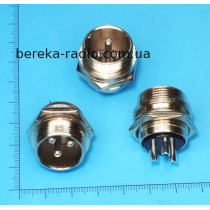 Роз`єм MIC 333 big, штекер монтажний 3 pin, діаметр 20 mm, металевий корпус