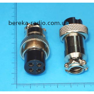 Роз`єм MIC 324 big, гніздо на кабель 4 pin, діаметр 20 mm, металевий корпус