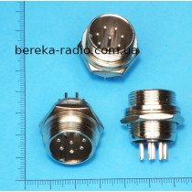 Роз`єм MIC 338 big, штекер монтажний 8 pin, діаметр 20 mm, металевий корпус
