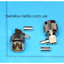 Штекер UHF під кабель RG-58, обтискний, кутовий, латунь