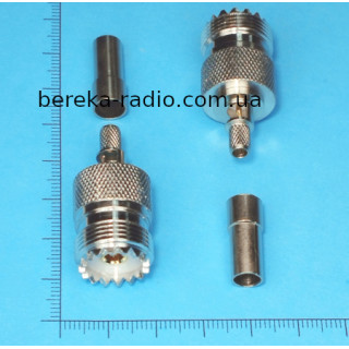 Штекер UHF під кабель RG-58, обтискний, кутовий, латунь