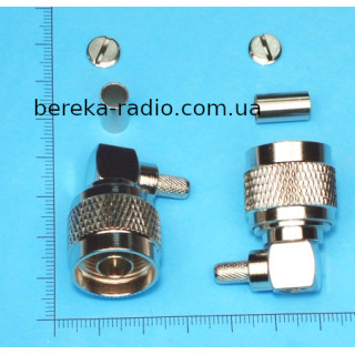 Штекер N обтискний під кабель RG-58, кутовий, латунь