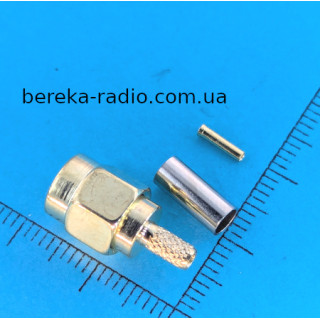 Штекер SMA реверсний обтискний під кабель RG-174, gold, латунь