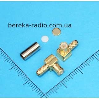 Штекер MCX обтискний під кабель RG-174, кутовий, латунь