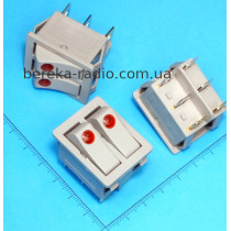 Перемикач клавішний KCD3-606 подвійний, ON-OFF, 6 pin, 16A/250V, з підсвіткою