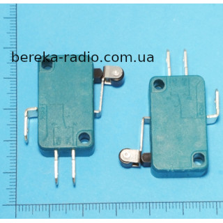 Мікровимикач KW1-103-Z6 з вежелем 14мм та роликом, 3 pin, 16A/250V, клеми 4.8мм, 28х16х10мм