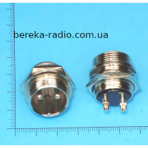 Роз`єм MIC 332 big, штекер монтажний 2 pin, діаметр 20 mm, металевий корпус