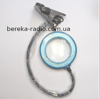 Лампа з лінзою настільна HandsKit 609, з прищіпкою, 3 кольори підсвітки, 5X, 90mm, USB