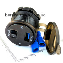 Врізне зарядне 1xUSB, QC3.0