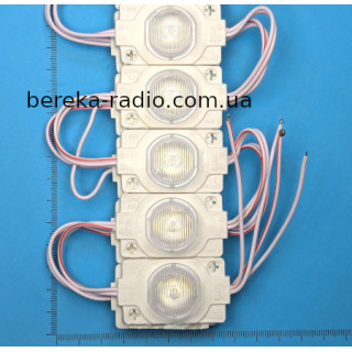 Світлодіодний модуль білий 6500K SMD2835, 3 LED з лінзою, 160*, 12V, 1.5W, IP66, 70x15mm