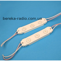 Світлодіодний модуль білий 6500K SMD2835, 3 LED з лінзою, 160*, 12V, 1.5W, IP66, 74x16mm