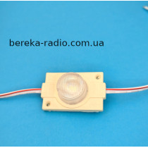 Світлодіодний модуль білий 6500K SMD3030, 1 LED з лінзою, 15*x45*, 12V, 2.4W, IP66, 49x30mm