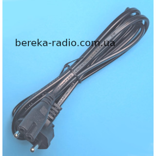 Шнур живлення радіо 2x0.75mm 2m чорний, CEE7/16