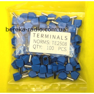Наконечник втулковий ізольований подвійний 5.5mm2, 8mm, червоний TE2508 (100 шт)