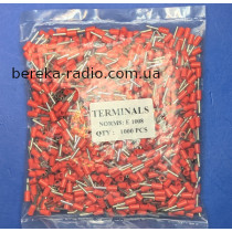 Наконечник втулковий ізольований 1.0mm2/17AWG 8mm, червоний E1008 (1000 шт)