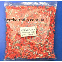 Наконечник втулковий ізольований 2.5mm2/14AWG 8mm, червоний E2508 (1000 шт)