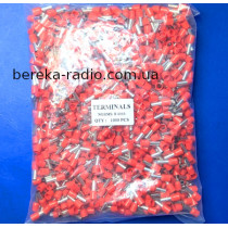 Наконечник втулковий ізольований 6.0mm2/10AWG 8mm, червоний E6008 (1000 шт)