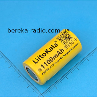 Акумулятор 3.7V, 1100mAh, 18350, Li-ion, LitoKala