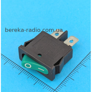 Перемикач клавішний Daier KCD1-12-101 ON-OFF, 2pin, 6A/250V, зелений