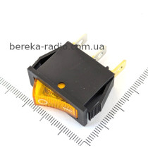 Перемикач клавішний Daier KCD3-101N ON-OFF, 3pin, 15A/250VAC, жовтий з підсвіткою