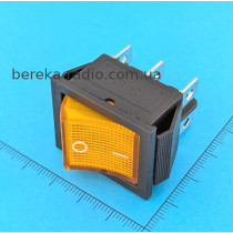 Перемикач клавішний Daier KCD2-202N ON-ON, 6pin, 15A/250VAC, жовтий з підсвіткою