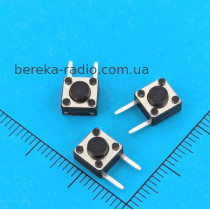 Тактова кнопка вертикальна 2pin 6x6x4.3mm, OFF-(ON), KFC-A06P2-4.3