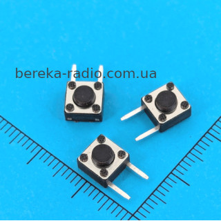 Тактова кнопка вертикальна 2pin 6x6x4.3mm, OFF-(ON), KFC-A06P2-4.3