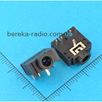 Гніздо 3.5mm стерео, монтажне, 5 pin, PY-3F07-B, чорний ободок