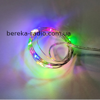 USB світлодіодна гірлянда мідно-срібного дроту, RGB, 1м