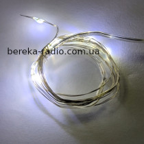 USB світлодіодна гірлянда мідно-срібного дроту, біла холодна, 1м