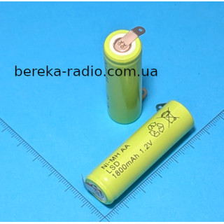 Акумулятор 1.2V, 1800mAh, NI-MH, з контактами під пайку, 14.2х50мм