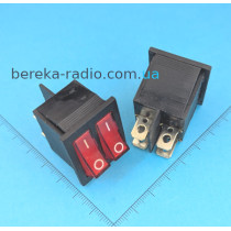 Перемикач клавішний Daier KCD2-2101 ON-OFF, 4pin, подвійний, 15A/250VAC, червоний без підсвітки