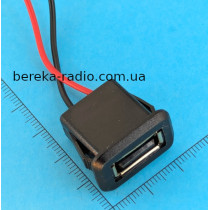 Гніздо USB чорне з застібками для встановлення в виріз на панелі з проводами