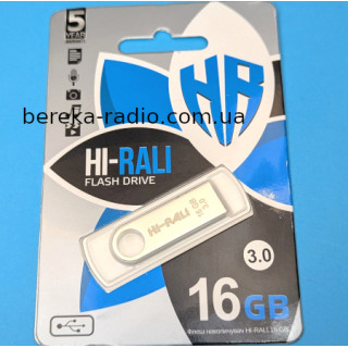 USB Flash 16GB Hi-Rali Shuttle, USB 3.0, metal Silver