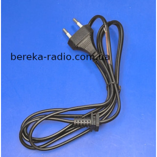 Шнур живлення 2x0.5mm мідь, без роз`єму, 1.8m, чорний